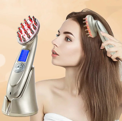 فرشاة الشعر الليزر الكهربائية نمو الشعر EMS مشط التدليك الأشعة تحت الحمراء