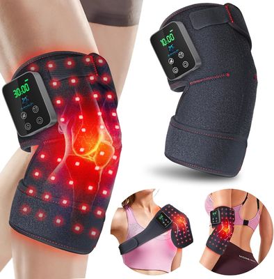 660nm 850nm مساج الركبة العلاج بالضوء الأحمر + الأشعة تحت الحمراء + الاهتزاز + الحرارة ، اللاسلكية & قابلة لإعادة الشحن لتخفيف آلام المفاصل